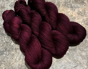 Black Cherry - Alpaca Silk Cashmere Fingering Hand Dyed Yarn