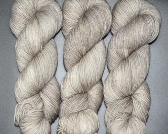 Grey Tabby - Merino Cashmere Nylon Fingering Hand Dyed Yarn
