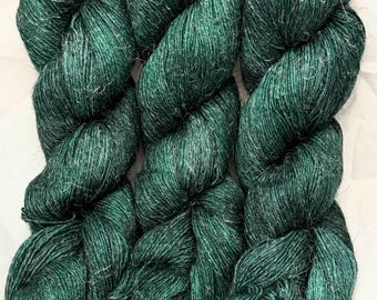 Racing Green - Alpaca Linen Tussah Silk Fingering Hand Dyed Yarn