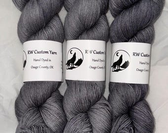 Dude Grey - Alpaca Silk Cashmere Fingering Hand Dyed Yarn