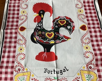 Vintage Portugal Printed Tea Towel / Folk Art / New Unused Condition