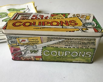 Vintage Coupon Tin / Retro Kitchen