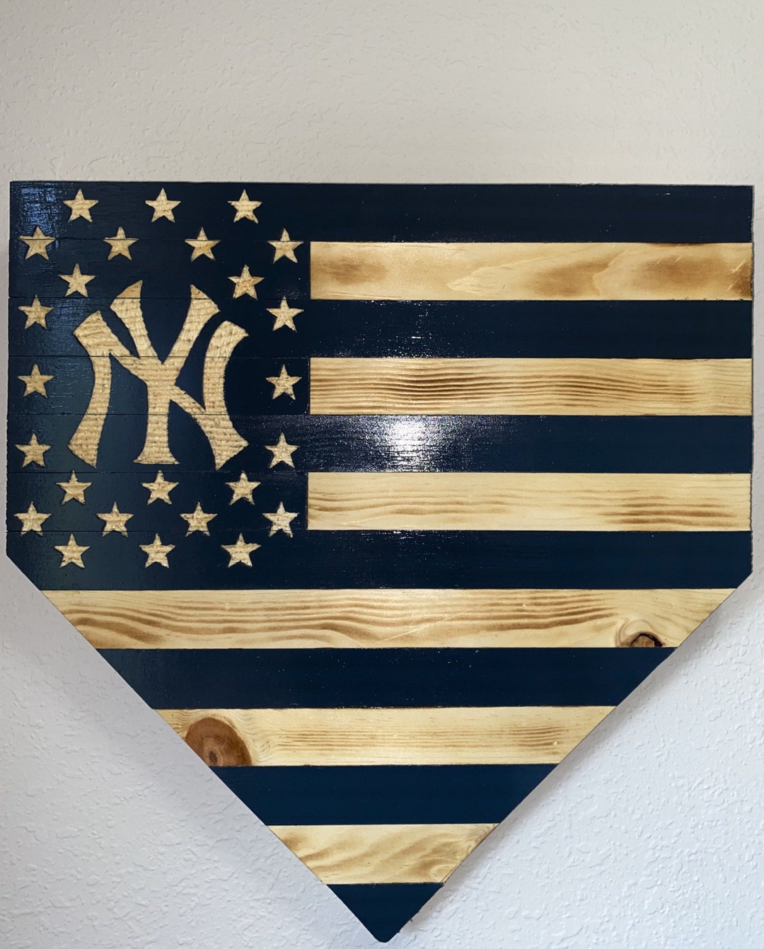 Customizable Handmade Wooden Home Plate Flag Etsy