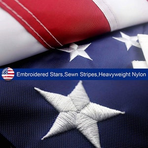 American Flag 5x8 ft 4x6 ft 3x5 ft Outdoor Heavy Duty Embroidered Stars USA Flag Sewn Stripes Fade Resistance Brass Grommets All Weather UV image 6