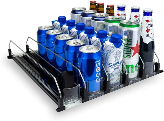 Organizador de bebidas para nevera, dispensador de latas de refresco  autoempujable para nevera, 5 filas ajustables en negro, despensa de  almacenamiento de botellas de agua para latas de cerveza -  México