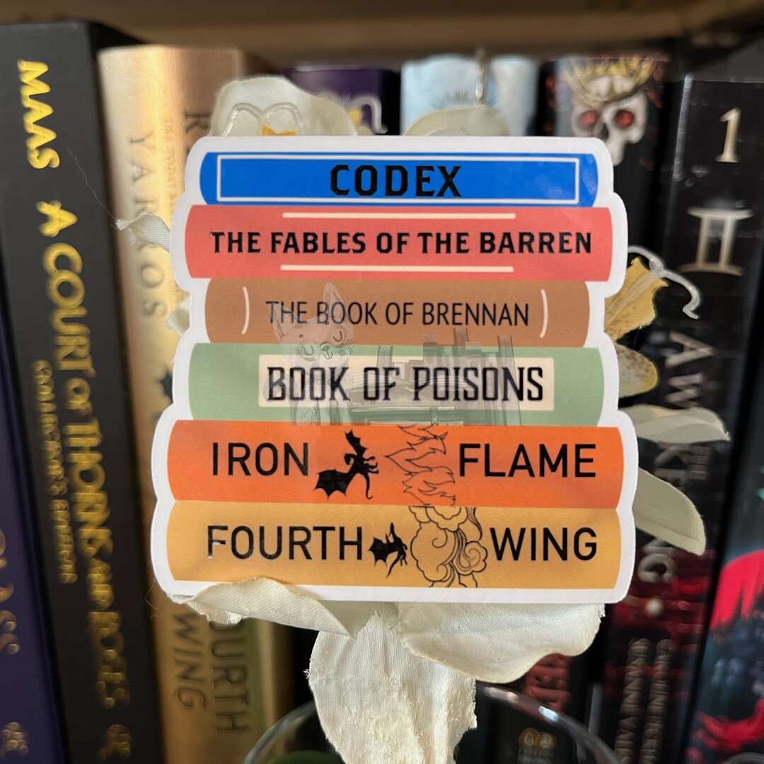 Fourth Wing Bookstack Fourth Wing Book Stack Sticker Bookish Booktok Laptop Decal Rebecca Yarros