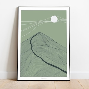 A4/A3 Croagh Patrick Mountain Co.Mayo Ireland Print | Artwork | Irish Print | Irish Mountains | Line print | Wild Atlantic way | Irish art|