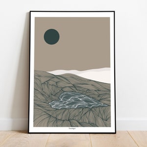 A4/A3 Tonlagee Mountain Co.Wicklow Irlande Impression | Oeuvre d'art irlandais | Impression irlandaise | Montagnes irlandaises | Lac irlandais | Art minimaliste | Art irlandais |
