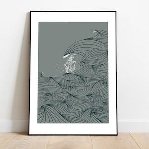 A4/A3 Tall ship on the Irish sea Print | Irish Artwork | Irish Print | Irish sea | Artwork | Wild Atlantic Way | Wave art | Irish prints |