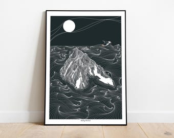スケリッグ・マイケルのアートプリント | アイリッシュ・パフィン・イラストレーション、ケリー州
