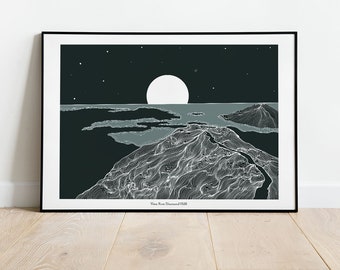 A4/A3 View from Diamond Hill Co.Galway Connemara Ireland Print | Irish Artwork | Irish Print| Irish Mountains | Line print | Minimalist art