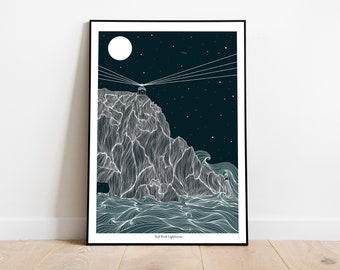 ブルロック灯台の版画、アイルランド、コーク州、アイルランド美術