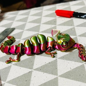 Caméléon Articulé Animal articulé Jouet de bureau Soulagement de l'anxiété Doux image 7