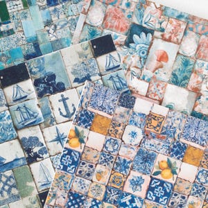 Polymer Clay Transfer Paper | Summer Mosaic Tile Beach Water Tropical Unique Tiles Coastal Ocean | 3.5 x 5.25 in by Ditti | Set 34
