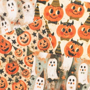 Polymer Clay Transfer Paper | Halloween Fall Trick or Treat Spooky Pumpkins Hats Vintage Orange Ghosts  | 3.5 x 5.25 in by Ditti | Set 43