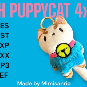 ITH Puppy cute Cat Hoodie Fanart plush custom 4x4 hoop embroidery design file
