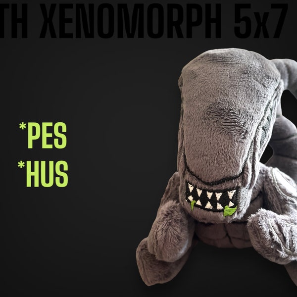 ITH XENOMORPH 5X7 Hoop embroidery designs Alien plush pattern