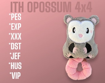 ITH Opossum Embroidery Pattern for machine 4x4 Opossum animal embroidery pattern