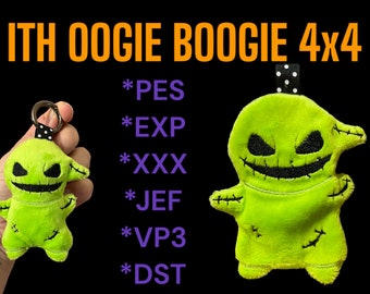 Halloween keychain ITH oogie hoop embroidery design file 4x4 in the hoop plush