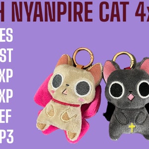 ITH Fanart Nyanpi & Chacha Katze 4x4 Hoop Stickdateien 4x4 Manga süß