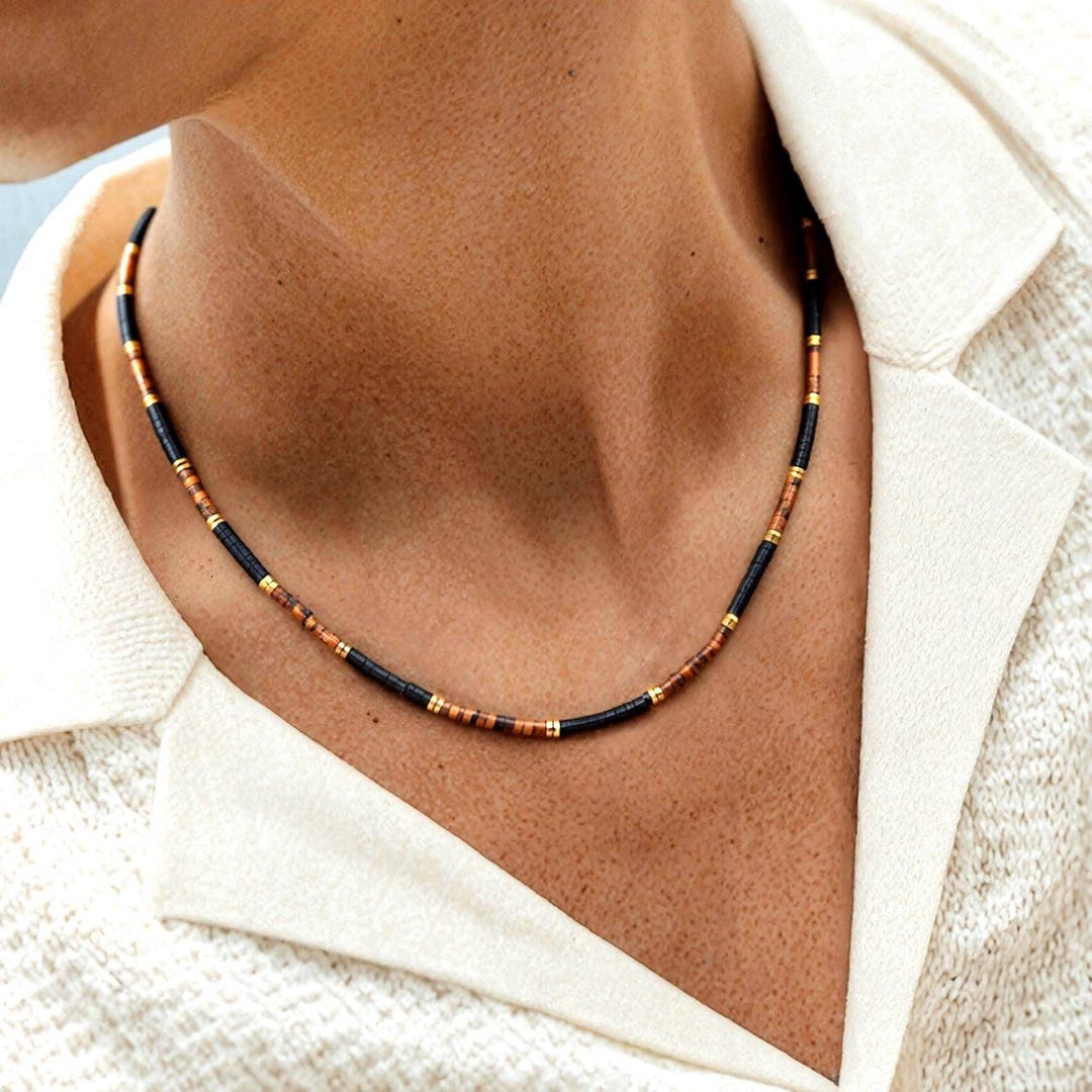 Tiger Eye & Black Onyx Protection Necklace: Natural Gemstone
