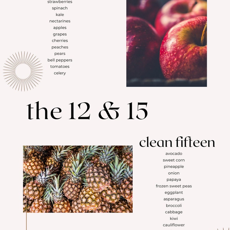 Clean Fifteen and Dirty Dozen List - Etsy