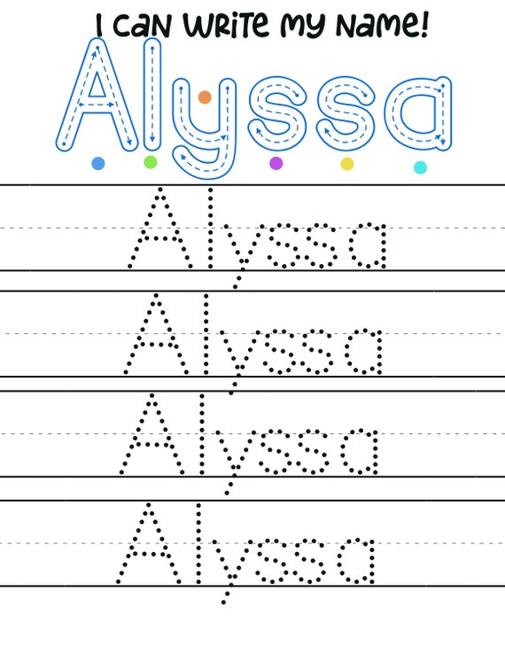 custom name tracing printable worksheets writing practice etsy