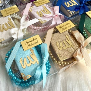 Benutzerdefinierte Mini-Quran-Set, Ramadan Kareem, Eid-ul-Fitr-Geschenk, personalisiertes islamisches Geschenk, arabischer Koran und Tasbih-Set, Ameen-Geschenk, muslimische Gefälligkeiten