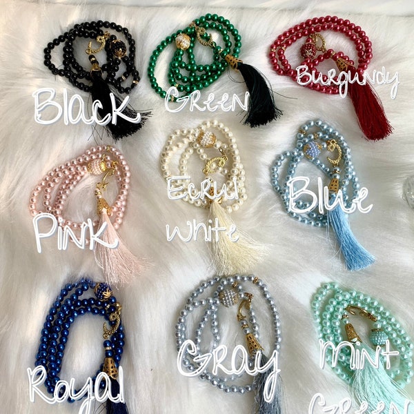 Prayer Beads Bundle, Islamic Eid Gift, Pearl Tasbih, Tasbih, 99 Bead, Misbaha, Tasbeeh, Ameen, Aqiqah Gift, Muslim Wedding Gift,Muslim Favor