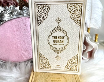 White English Quran, Ramadan Kareem Gift, Eid Mubarak Gift, Islamic Gift, English Leather Pink Quran, Prayer Rug, Tasbih, Translate Quran