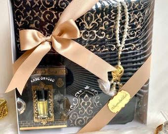 Kaaba Prayer Rug, Oud, Tasbih, Ramadan Gift, Kaaba Scent Perfume, Muslim Male Gift, Ramadan Mubarak, Islamic Eid Gift, Prayer Mat Tasbih Set