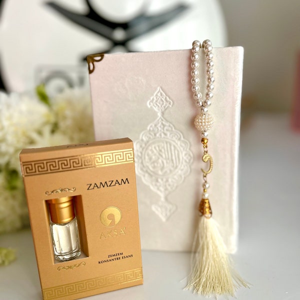 Quran Tasbih Oud Gift Set, Hajj Gift, Muslim Friend Gift, Ramadan Favor, Velvet Arabic Quran Tasbih, Islamic Gift,  Muslim Wedding Gift