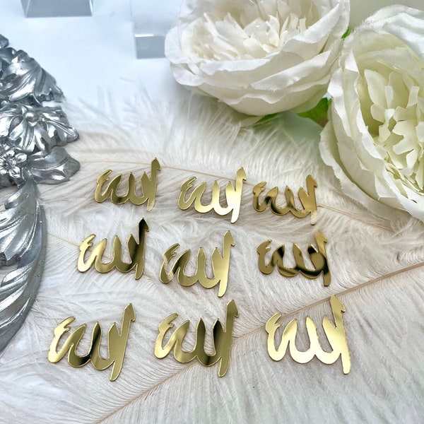 Allah Sign Tag Bundle, Allah Acrylic Mirror Tag Sticker, Allah Label, Gold Allah Tag, Ramadan Gift Decor, Muslim Wedding Decoration