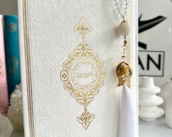 Large White Arabic Quran, Special Quran Gift for Muslim Friend, Ramadan Gift, Islamic Eid Gift, Arabic Leather Quran, Prayer Rug, Tasbih
