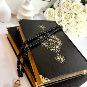 Black High Quality Quran and Tasbih, QR Listening Quran, Leather Quran Gift, Islamic Men Gift, Ramadan Gift, Arabic Quran, Muslim Eid Gift
