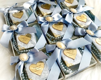 Blue Mini Quran Gift Set, Muslim Wedding Gift Set, Eid Gift, Wedding Favors, Personalized Islamic Gift, Arabic Quran and Tasbih, Aqiqah Gift