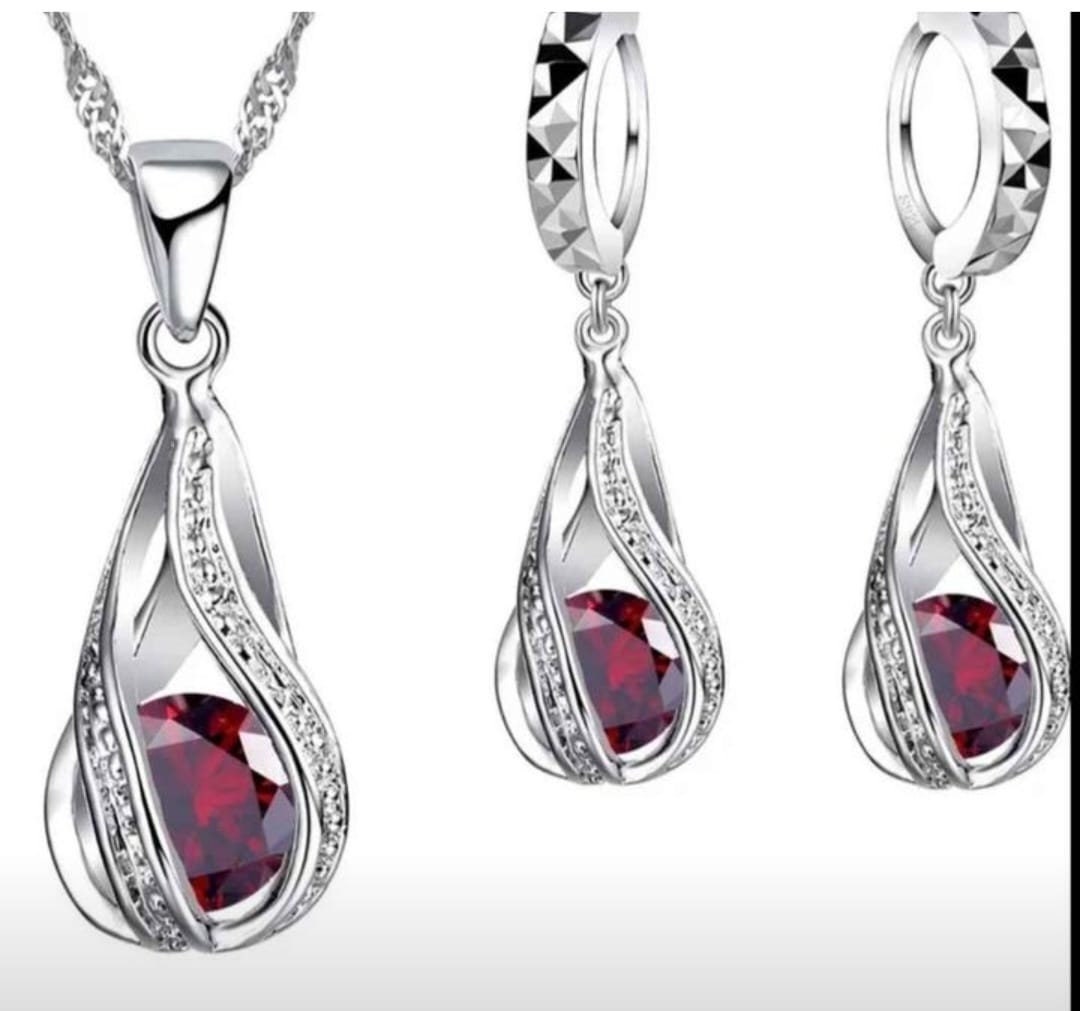 Water Drop Jewelry Set Sterling Silver Zircon Water Drop Necklace Cz