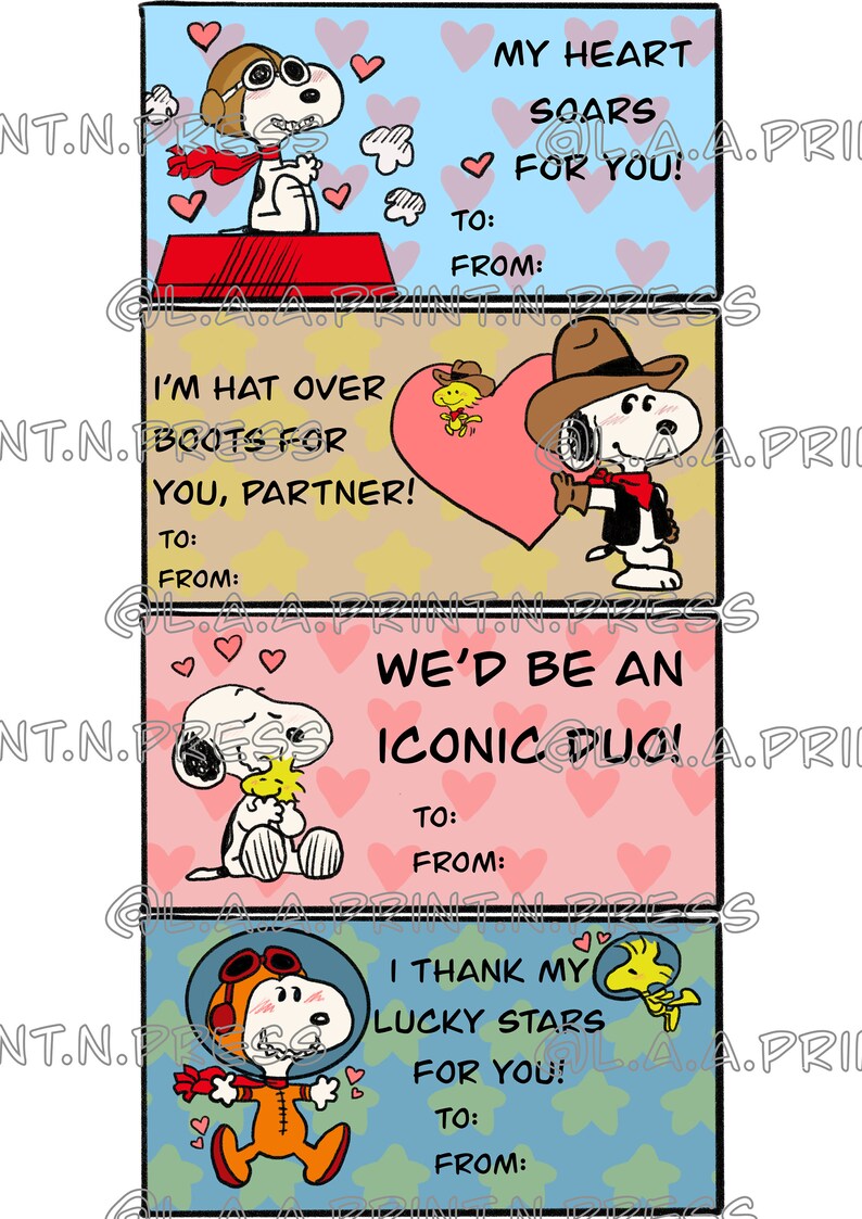 Snoopy Printable Valentines - Etsy