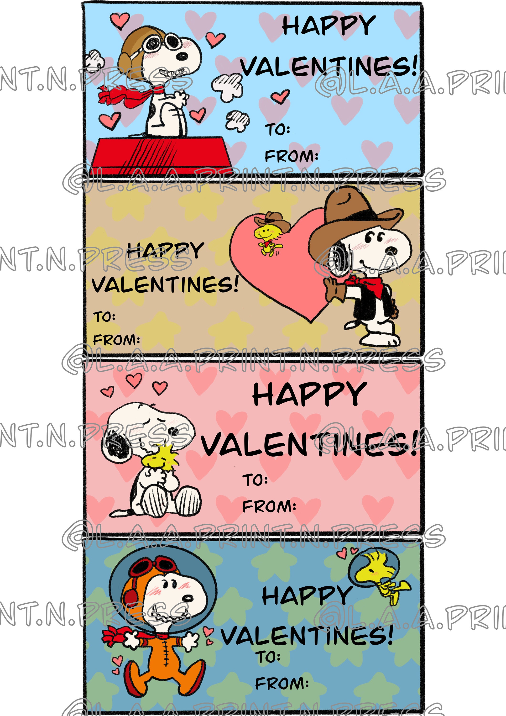 Snoopy Printable Valentines - Etsy