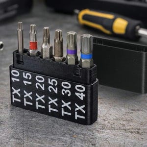 Bit Holder Set with Lid TX T10–T40 – Tool Organizer for Workbench