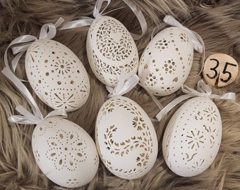 6 wunderschöne Ostereier Gänseeier perforiert gebohrt Handarbeit Unikat Ostern