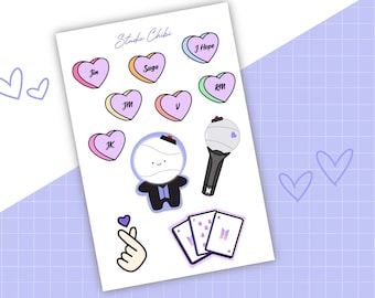 BTS Sticker Sheet | BTS ARMY Essential Starter Sticker Sheet | Transparent Stickers