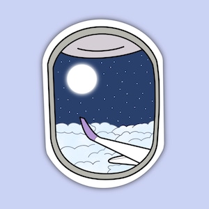 Airplane Window Glossy Vinyl Sticker | Night Sky