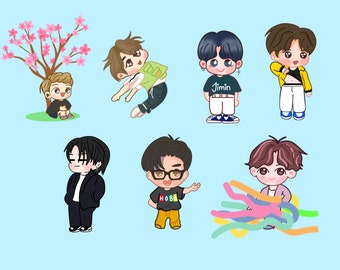 Pegatinas de miembros de BTS / Pegatina impermeable de vinilo mate / RM / Jin / Suga / J-Hope / Jimin / V / Jungkook