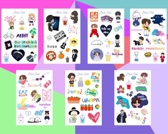 Foglio di adesivi dei BTS vol. 2, nucleo Bangtan, adesivi trasparenti
