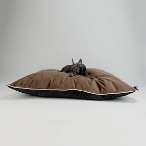 Scuff Tough Handmade Personalised Dog Bed Cushion Adjustable Removable Cover Easy Clean Gift for Dog Lover Dog Owner Bed - Mocha