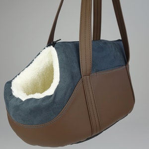 Dog Carrier Tote Bag, Stylish and Comfortable Travel Dog Tote for Small Dogs and Cats, Dog Tote Bag Carrier for Pet Lovers Navy/Brown