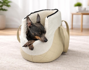 Luxury Soft Pet Carrier for Small Dogs, Carrier Bag for Cats, Comfortable Travel Dog Tote, Dog Tote Bag Carrier for Pet Lovers - Cream