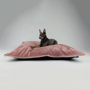 Scuff Tough Handmade Personalised Dog Bed Cushion Adjustable Removable Cover Easy Clean Gift for Dog Lover Dog Owner Bed - Pink