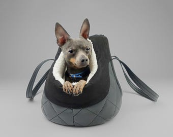 Transportín suave para perros pequeños, bolsa de transporte para gatos, cómodo bolso de viaje para perros, bolso de mano para amantes de las mascotas - Negro